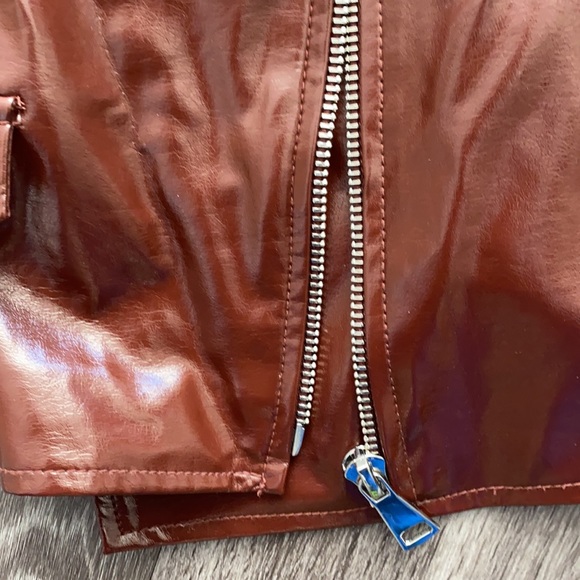 Brown faux leather jacket - Picture 4 of 6